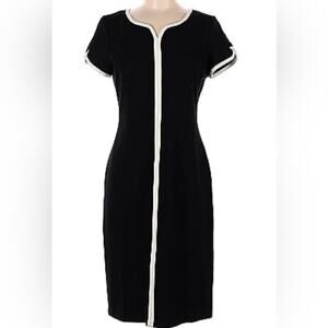 Talbots Color Block Black White Short Sleeve Casual Dress 16P